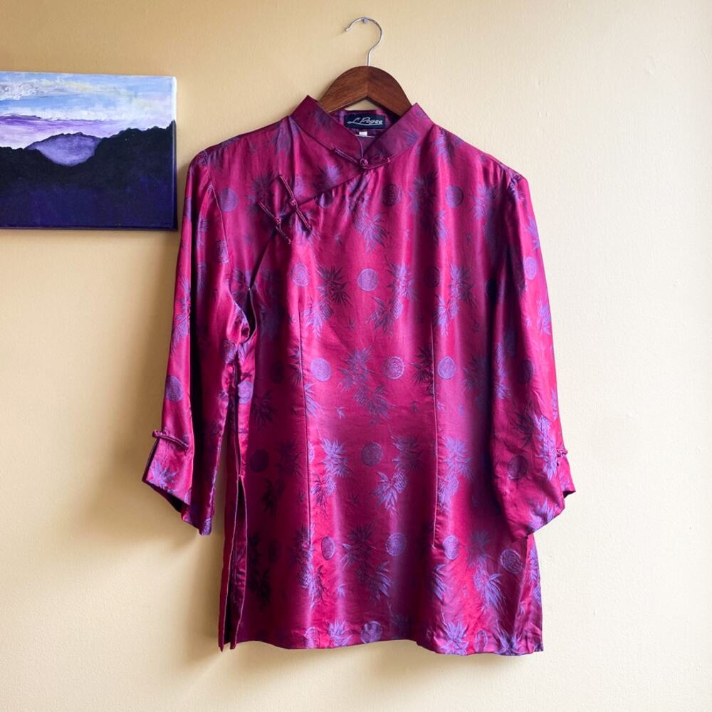 Cheong-Sam Top Red & Purple Size XL